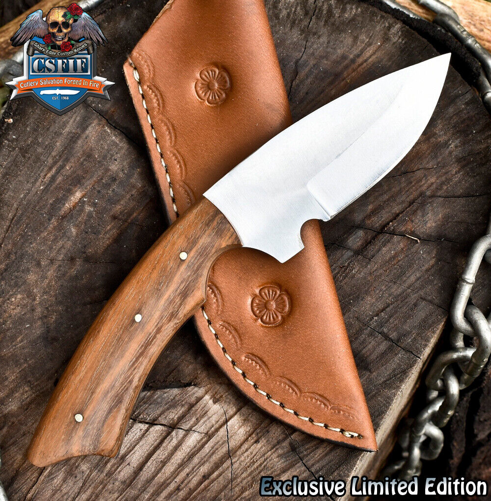 CSFIF Hand Forged Skinner Knife ATS-34 Steel Walnut Wood Outdoor Veterans Gift
