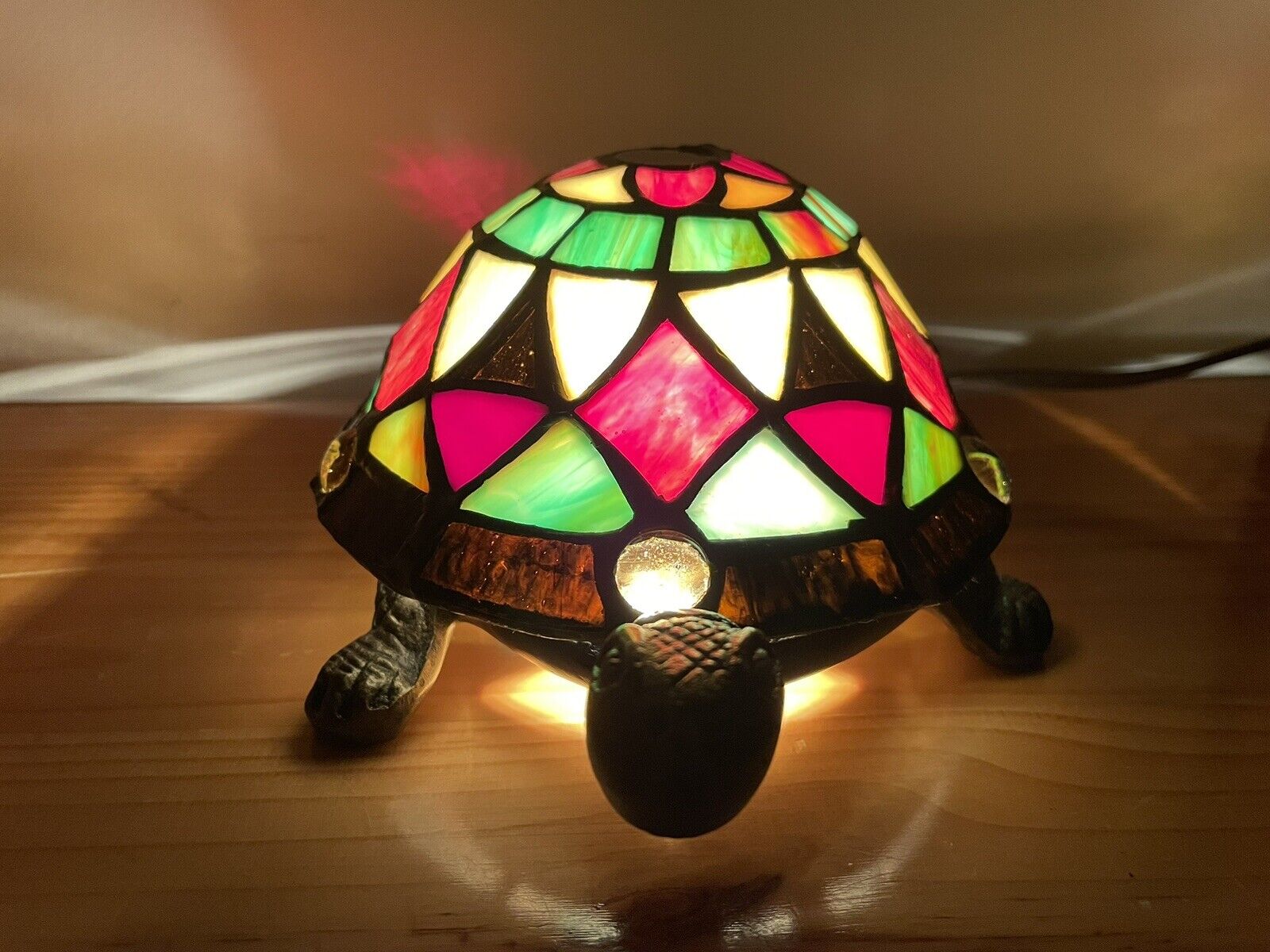 Tiffany Style Turtle Night Light Lamp Stained Glass Vintage