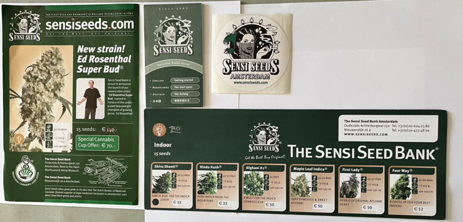 Sensi Coffeeshop Amsterdam vintage marijuana lot sticker leaflet brochure cause