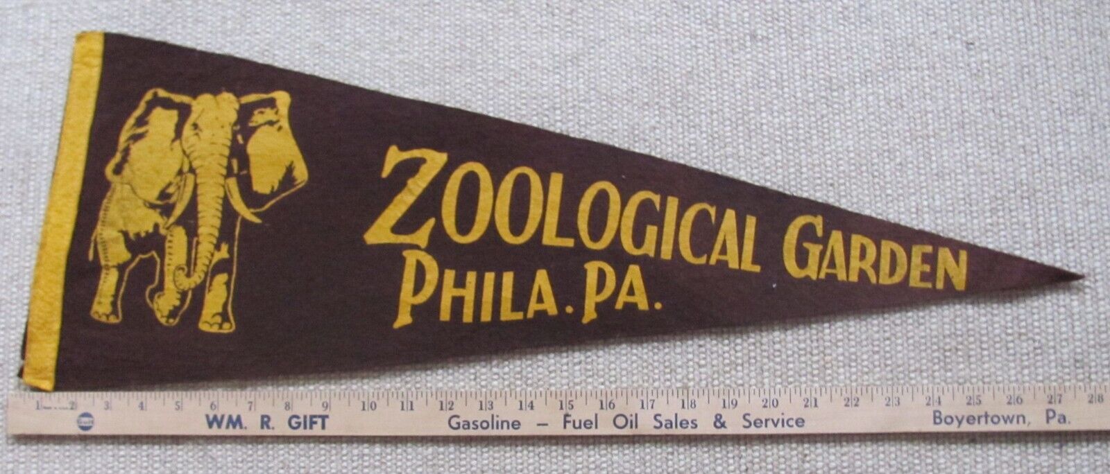 Vintage Zoological Garden, Philadelphia. PA, Felt Pennant 27”