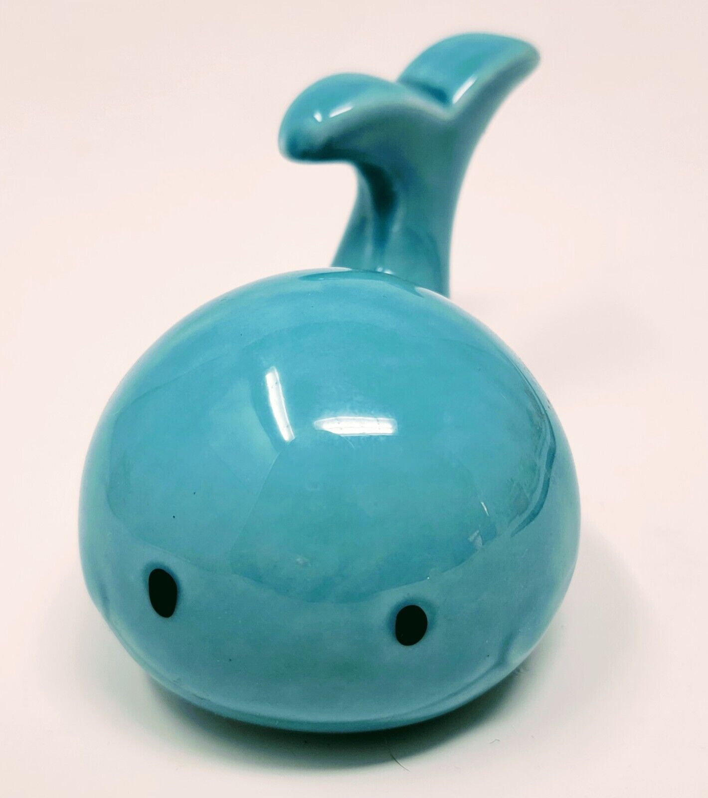 Happy Little Blue Whale Glazed Ceramic Collectable Figurine Or Aquarium Decor