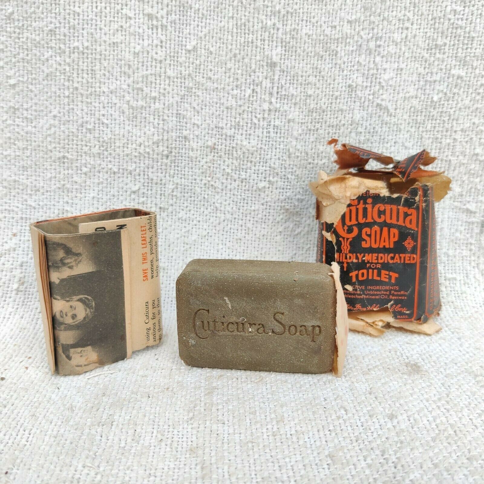 1930 Vintage Potter Drug & Chemical Corp Cuticura Bath Soap Packed Boston U.S.A.