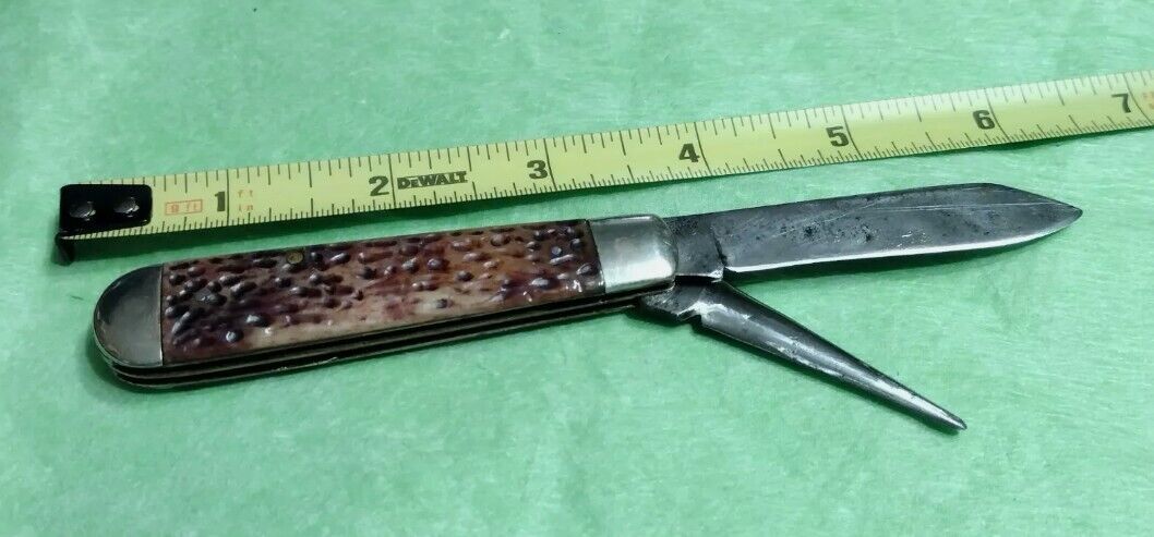 ✔️VINTAGE  *HENRY SEARS & SON 1865*  OLD BONE TORPEDO JACK RARE POCKET KNIFE USA