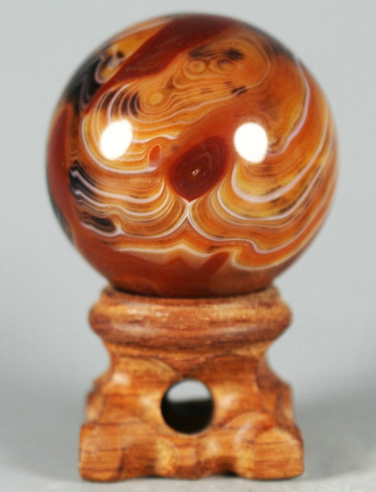 Beautiful Natural Madagascar Banded agate Ball Crystal Sphere Healing+stand 1pc