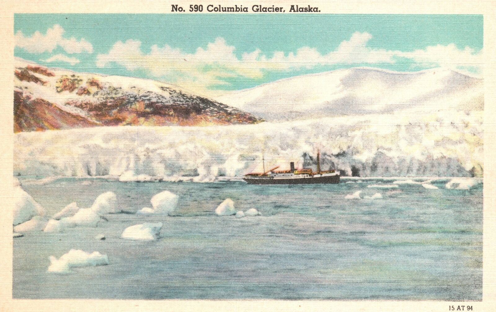 Vintage Postcard Columbia Glacier Alaska AK C. P. Johnson Co. Pub.