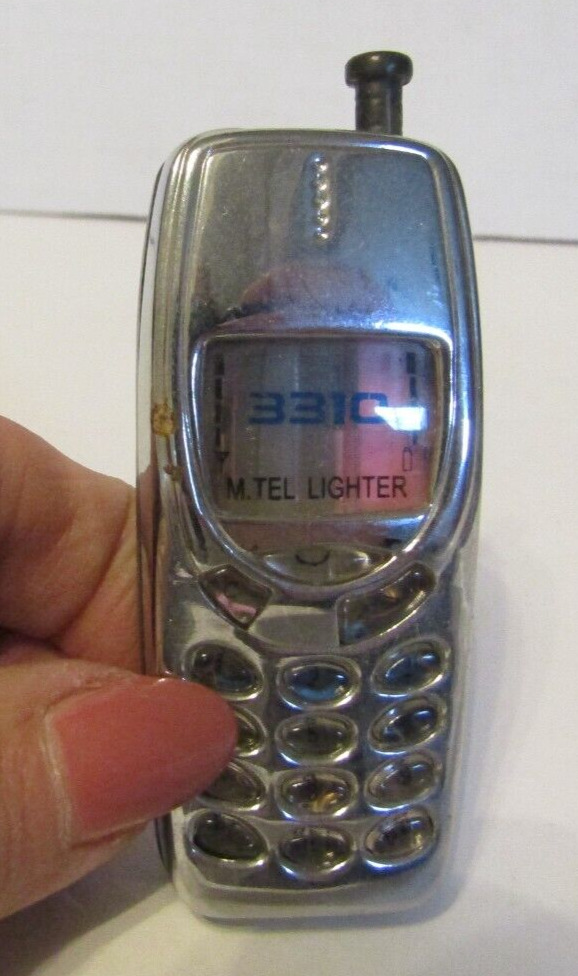 Vintage Silver Nokia 3310 Cell Phone Cigarette Lighter Novelty Refillable Butane