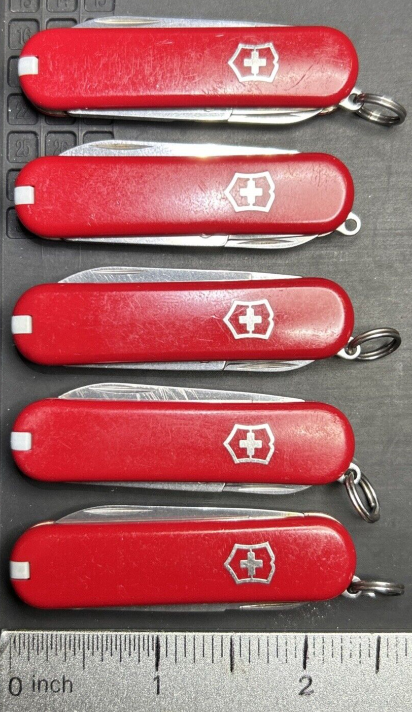 Lot of 5 Victorinox Classic SD Swiss Army Knives Red Great USED Condition