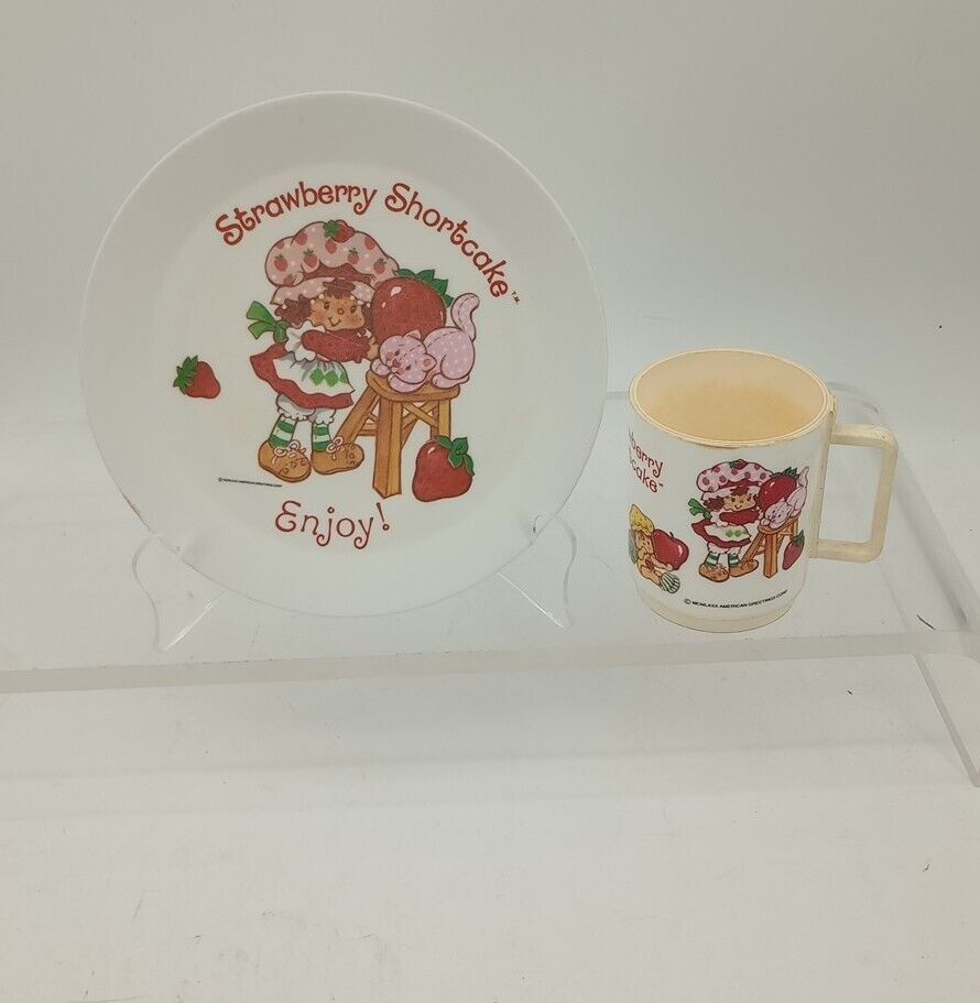 Vtg 1980\'s American Greetings Strawberry Shortcake  Cup Plate READ Stains 