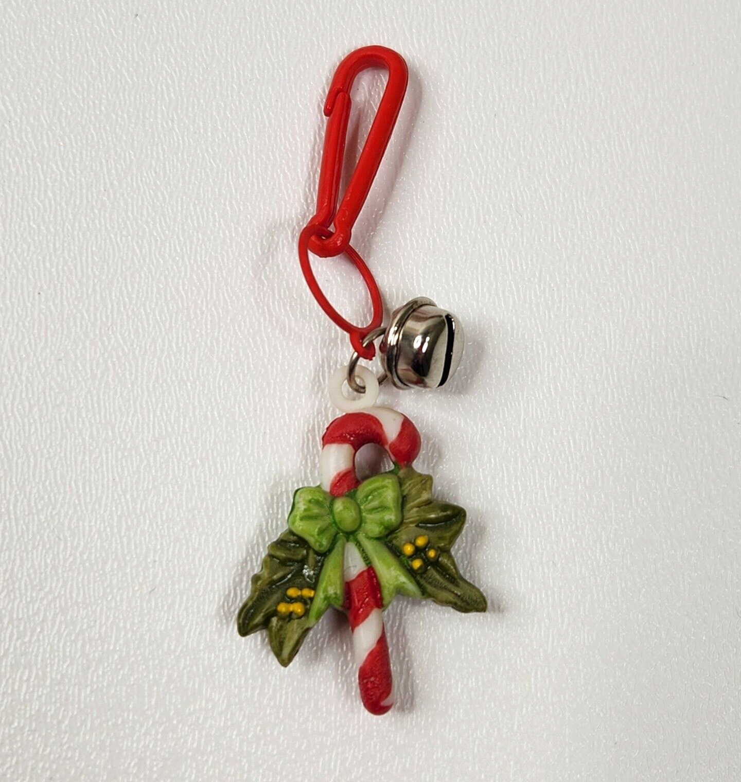 Vintage 1980s Plastic Bell Charm Candy Cane Christmas For 80s Necklace