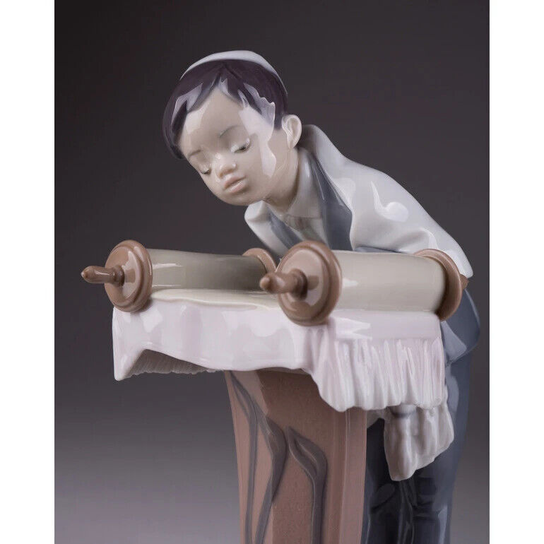 1992 Vintage Porcelain Statue Jewish Boy Lladro Judaica Figure Marked 21 cm
