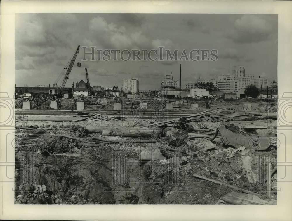 1953 Press Photo S. Claiborne construction looking toward Canal Street