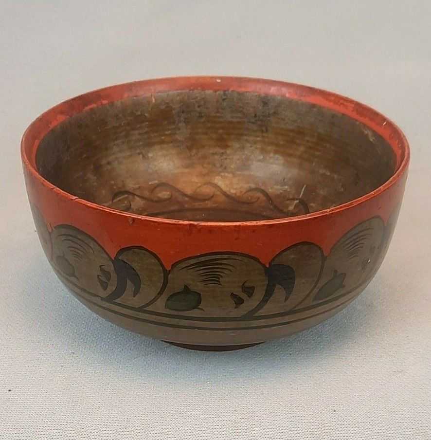 Small Wooden Painted Bowl, Made In The Soviet Union, 1960’s.