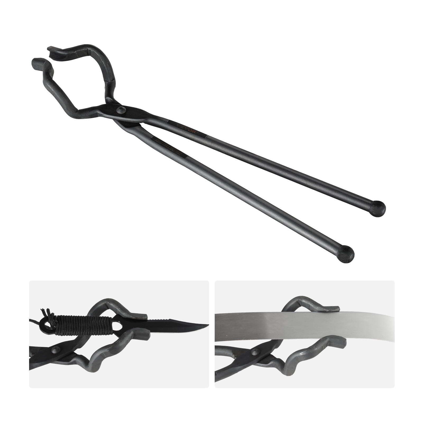 Blacksmith Tongs, 18” Z V-Bit Tongs, Carbon Steel Forge Tongs with A3 Steel