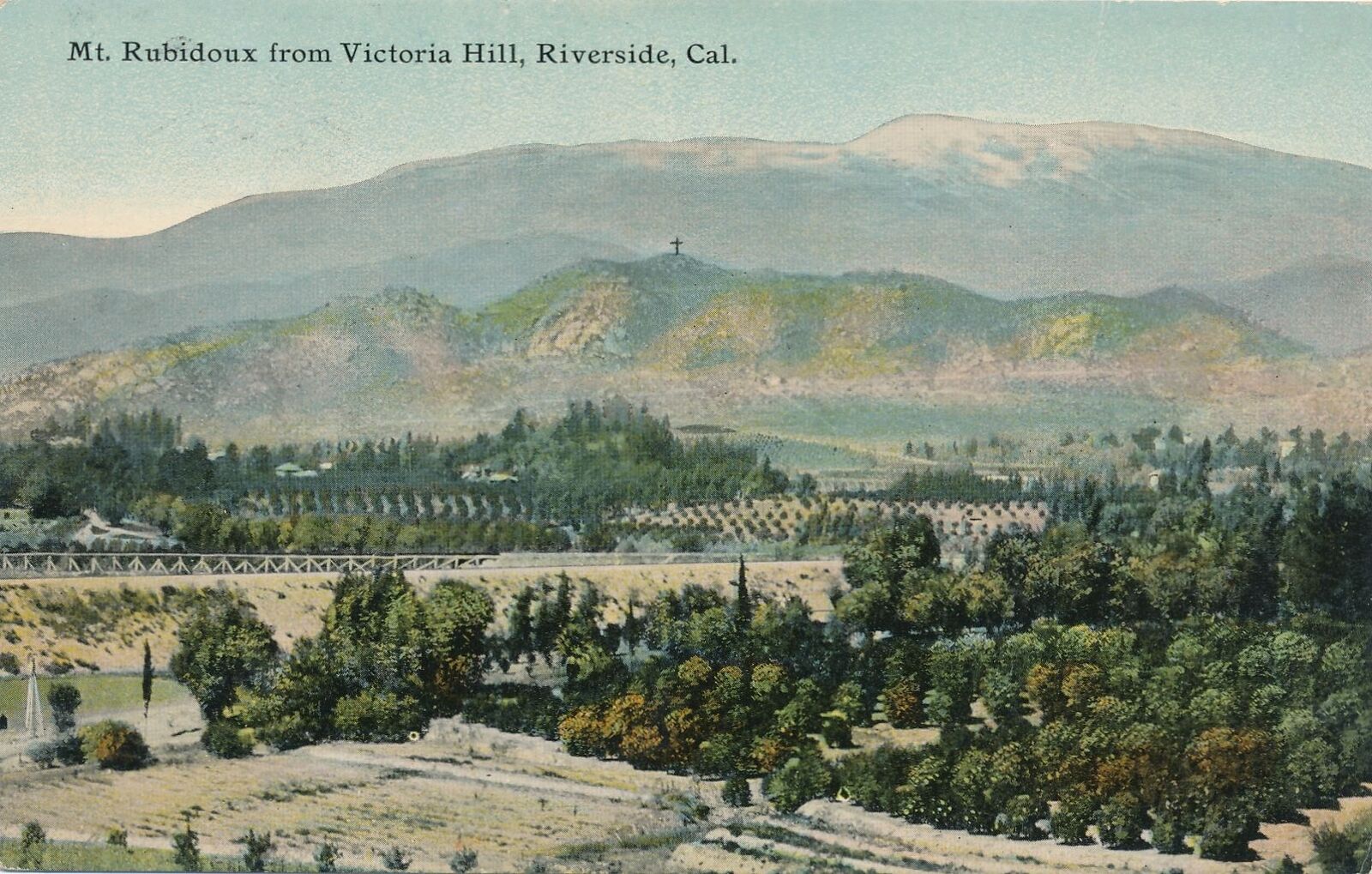 RIVERSIDE CA - Mt. Rubidoux From Victoria Hill Postcard - 1912