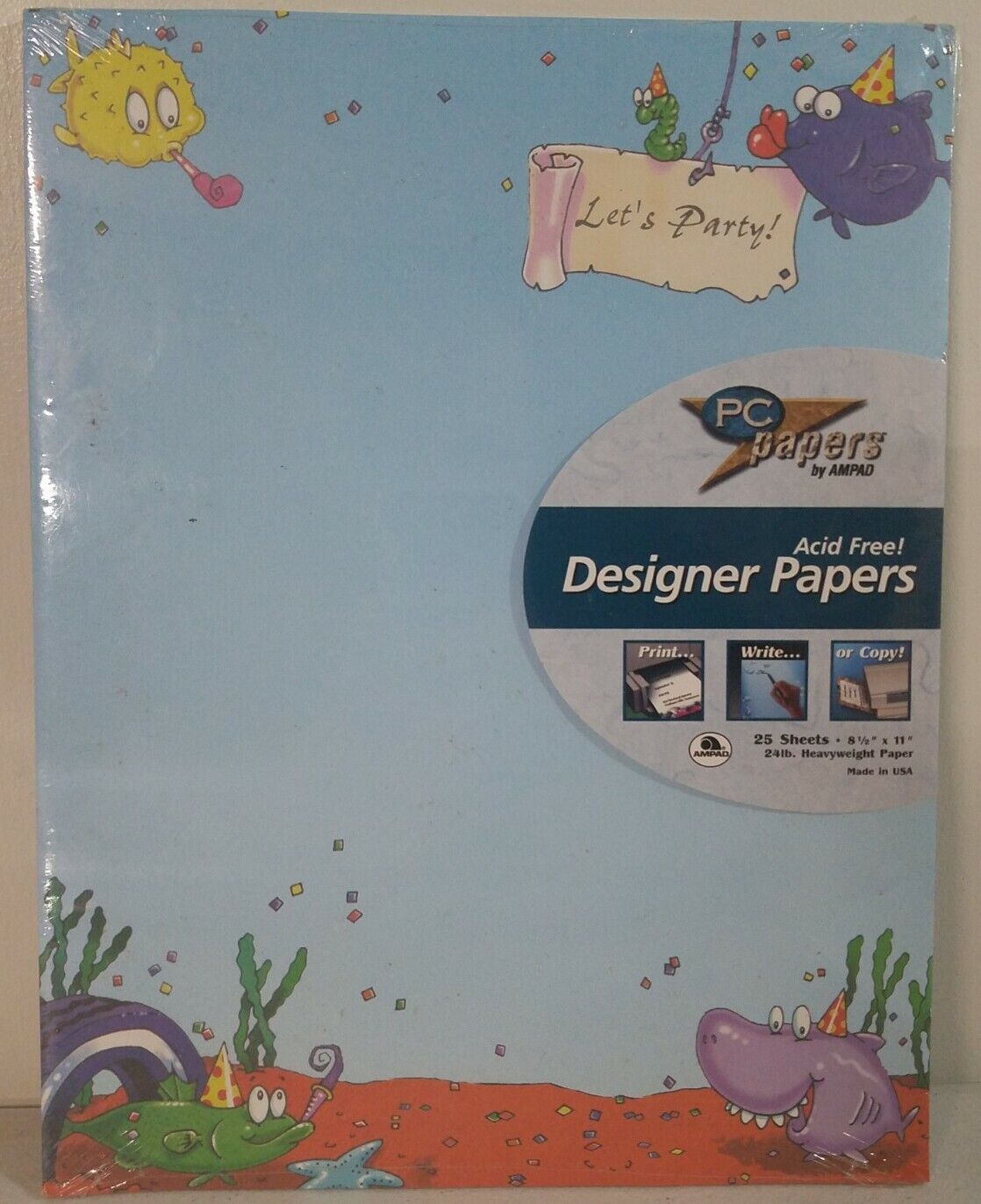 Vintage AMPAD Sea Party Acid Free PC Paper, 25 Sheets, 24 LB, #35749 Made In USA