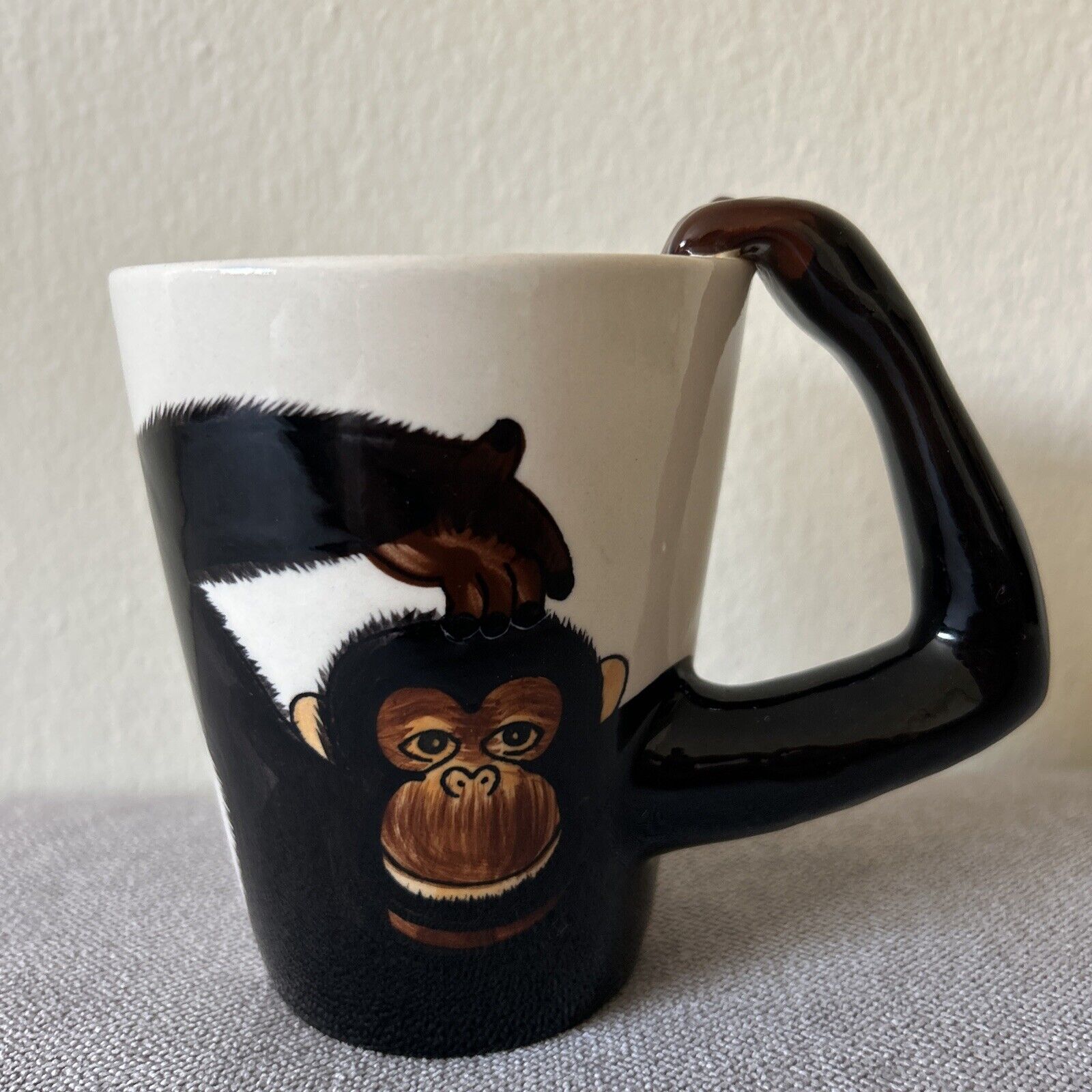 World Market Monkey Chimp Coffee Mug Tea Cup 3D Graphic 12oz Ceramic Arm Handle