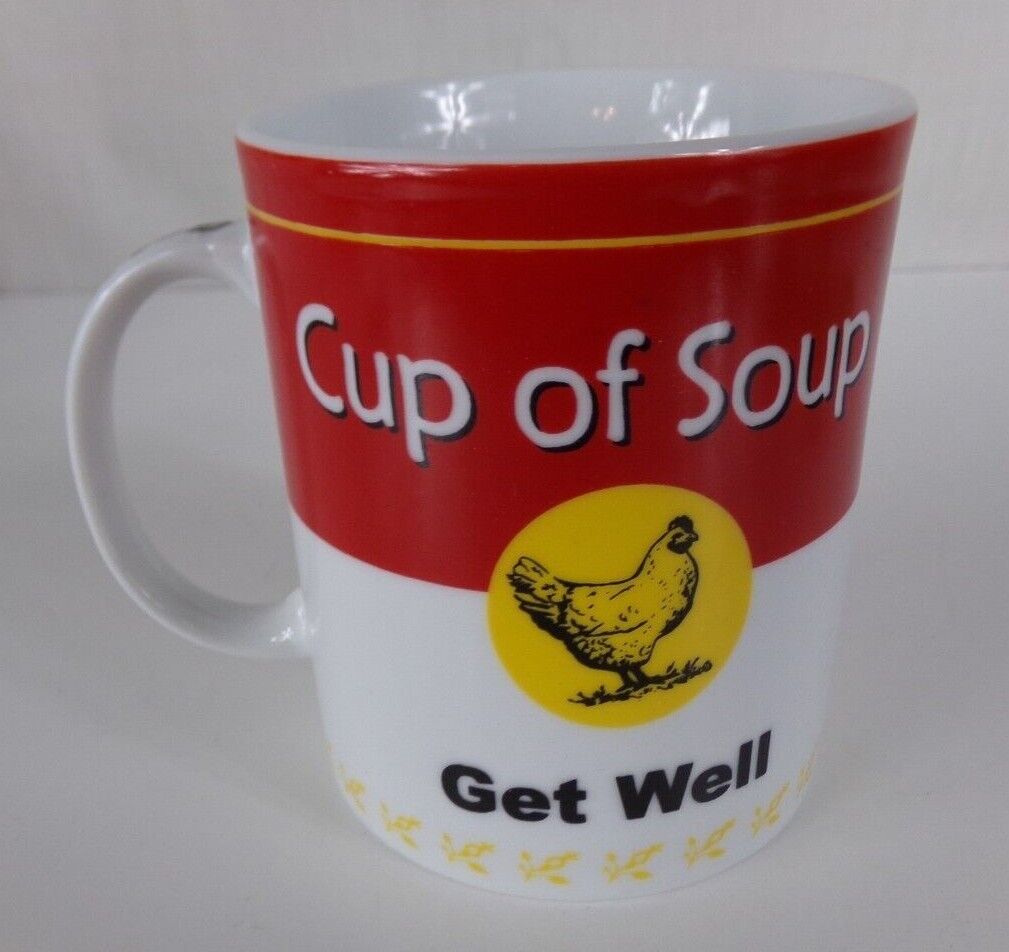 Get Well Cup of Soup Mug Coffee Cup 10oz Campbells Soup Colors Cold Flu
