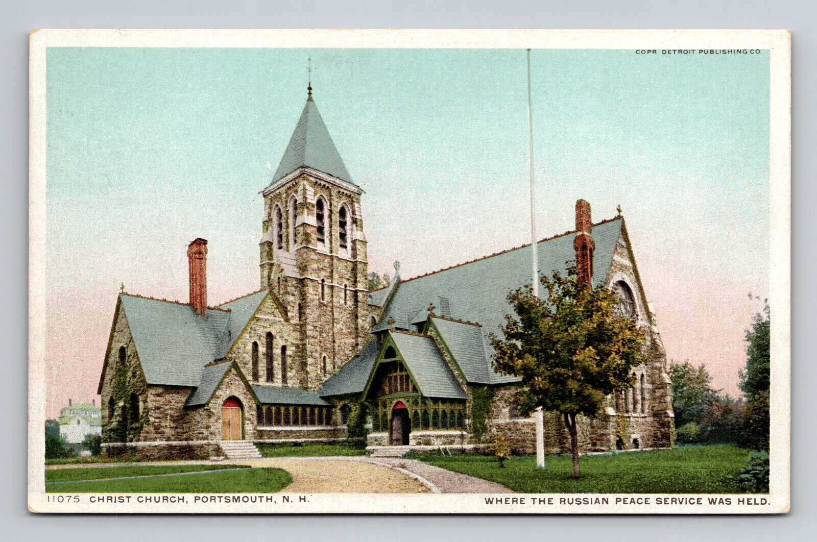 Portsmouth NH Christ Church Russian Service Phostint Unposted DB Postcard