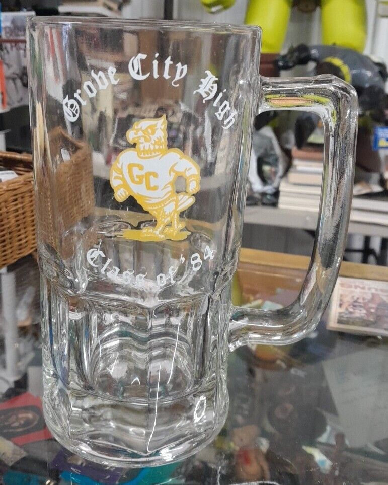 Vintage Grove City Pennsylvania High School Class of 1984 Glass Beer Mug 8\
