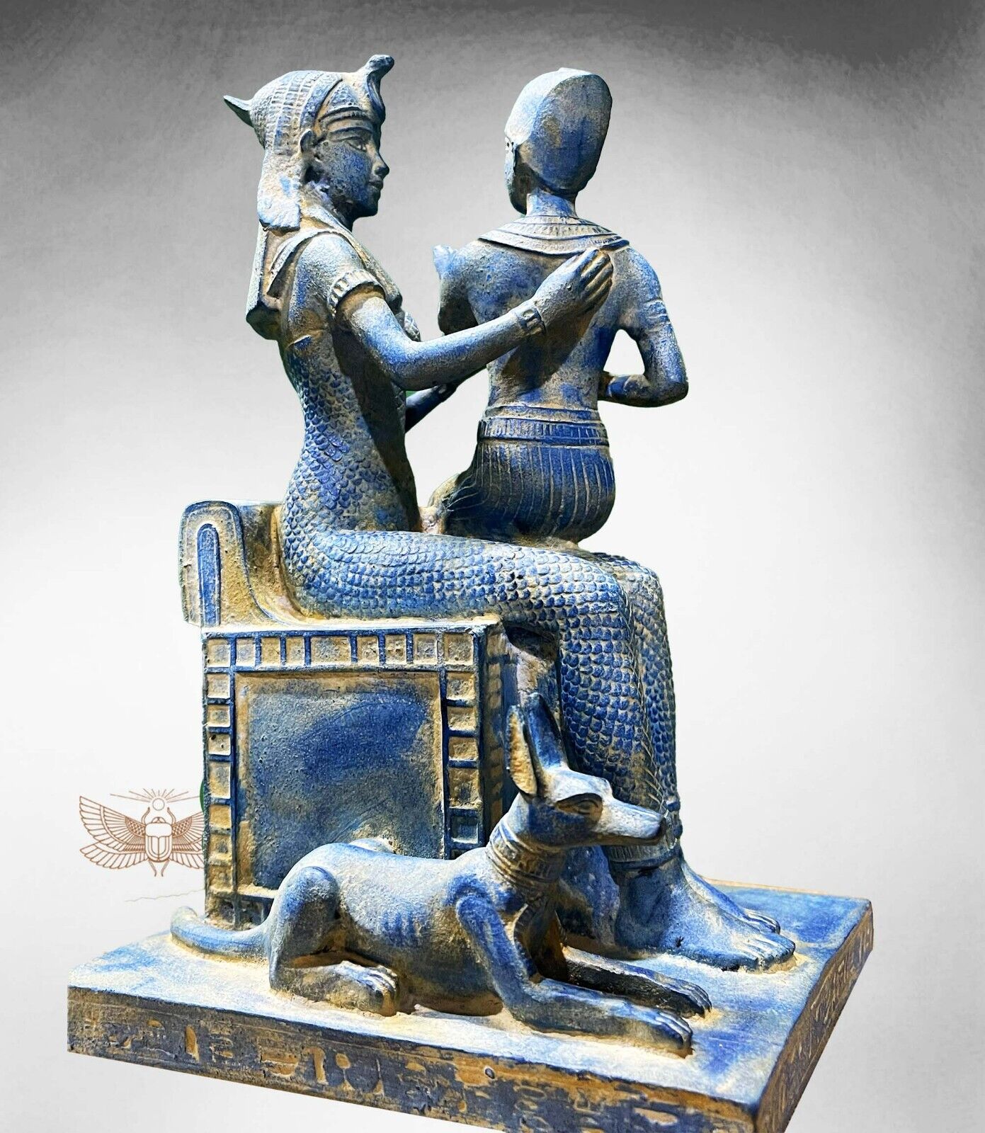 Isis Goddess and Horus with Anubis God - Magnificent statue for famous Gods