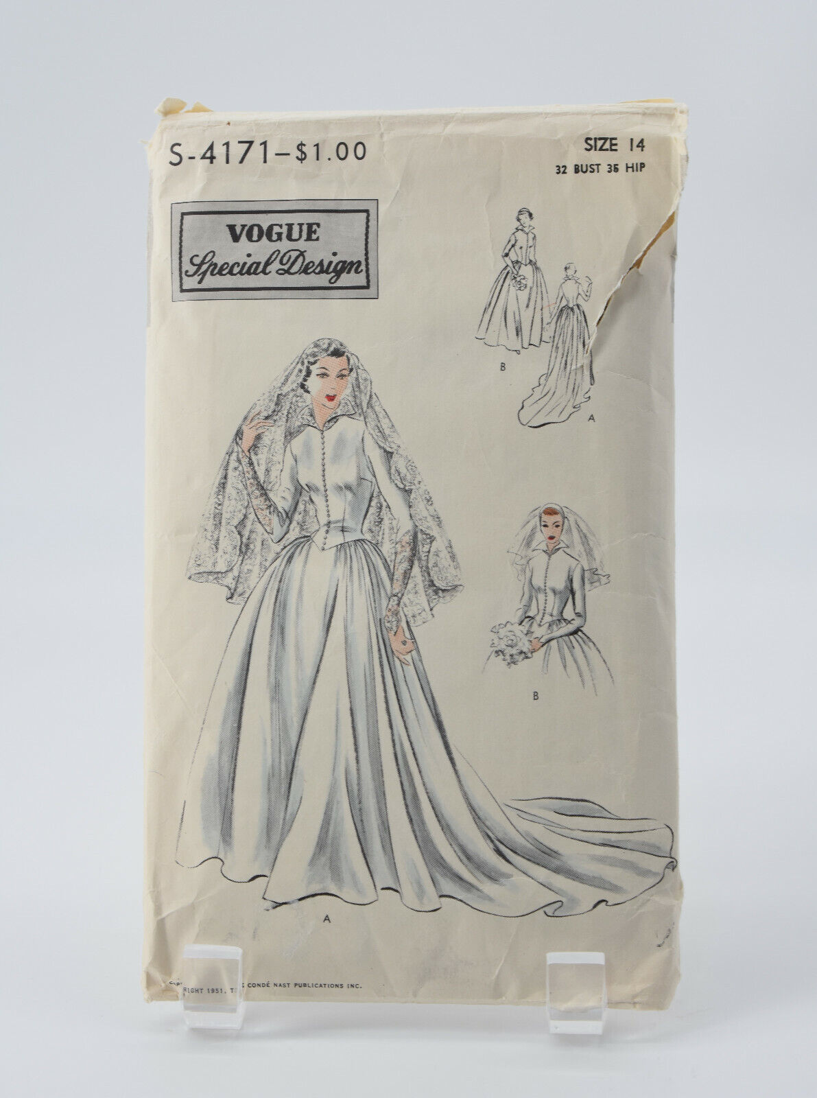 Vintage 1951 Vogue Sewing Pattern Bride/Bridesmaid Dress S-4171 Size 14