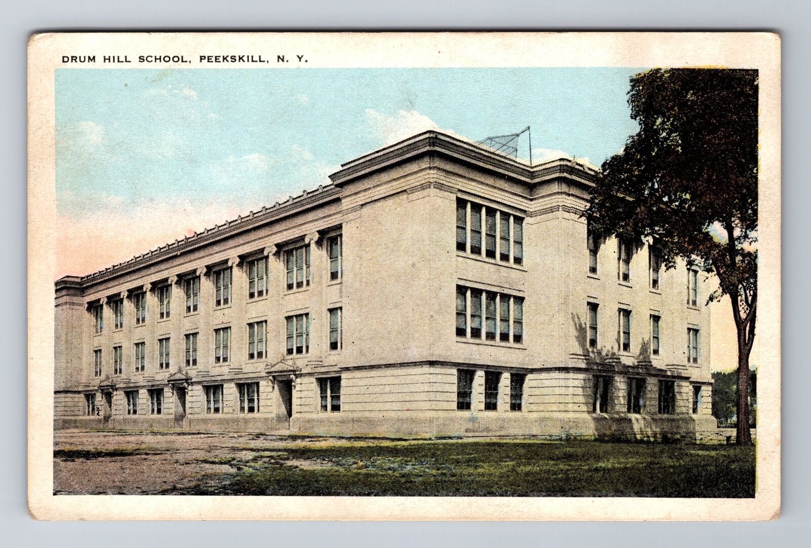 Peekskill NY-New York, Drum Hill School, Antique Vintage Souvenir Postcard