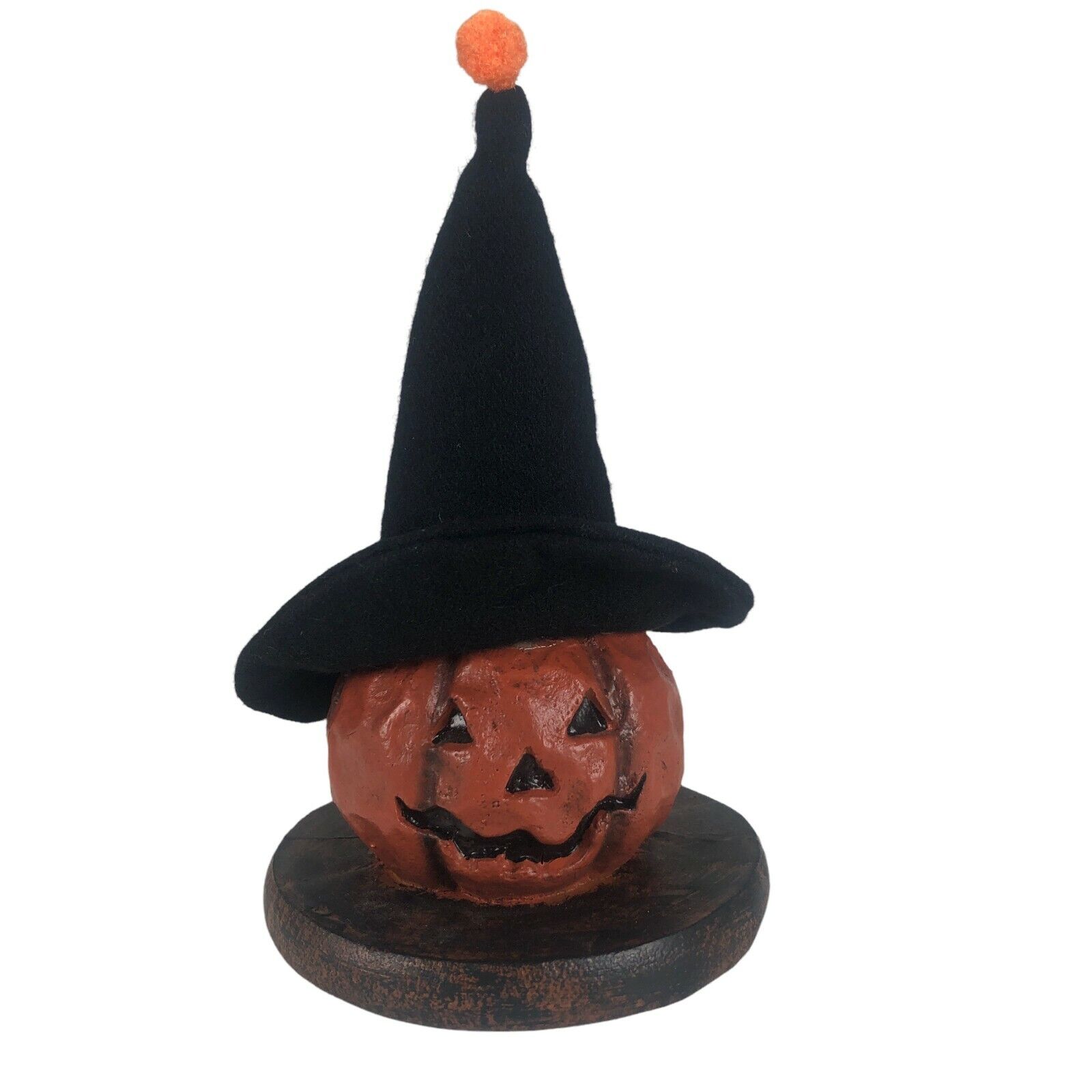 Jack o Lantern w/ Witch Hat Figure Pumpkin Halloween Horror Gothic Punk Grunge