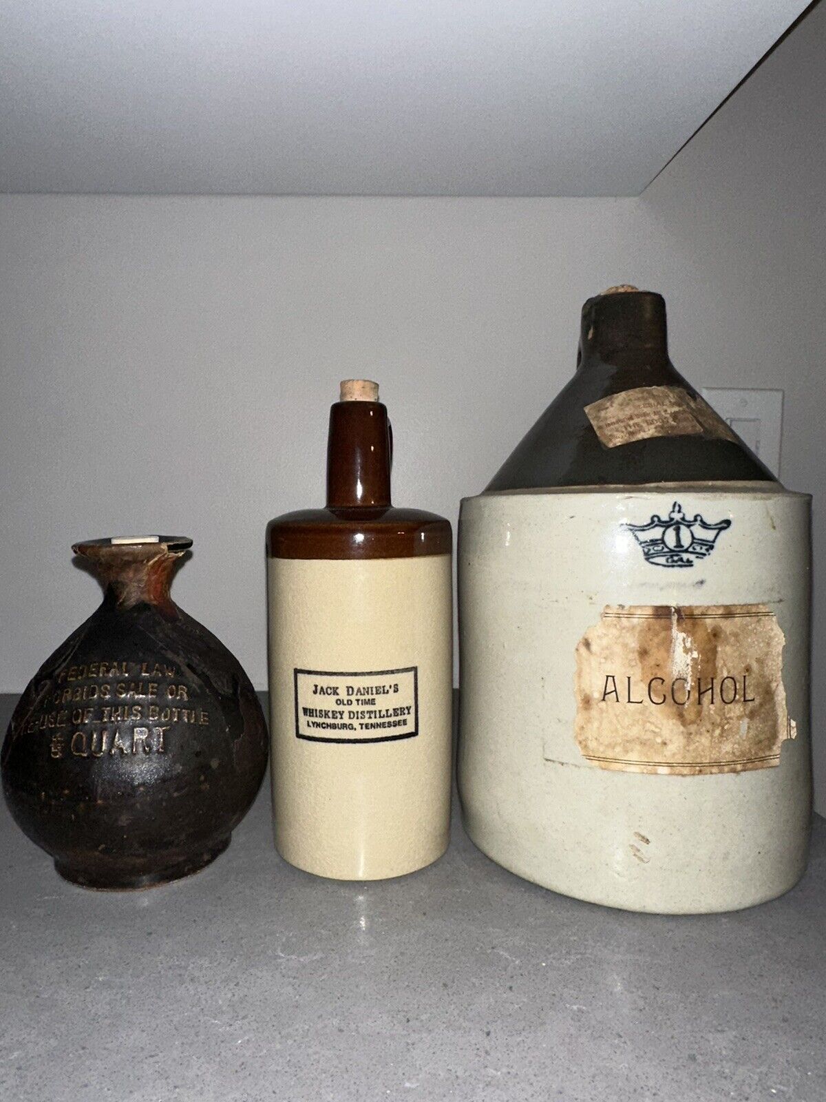 Rare Vintage Assortment of Bottles and Jugs with Original Cork