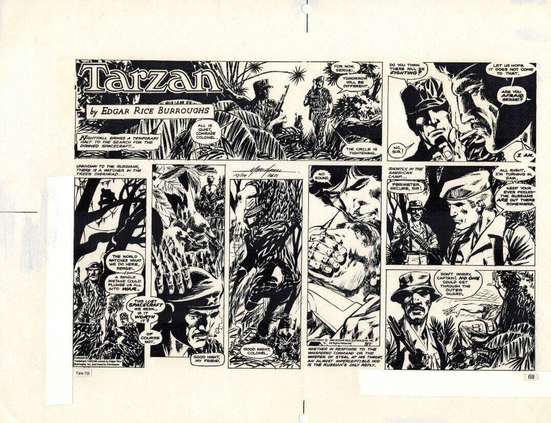 TARZAN BOOK 4 1986 MIKE GRELL SUNDAY ORIGINAL PASTE-UP PRODUCTION ART PRINT PAGE