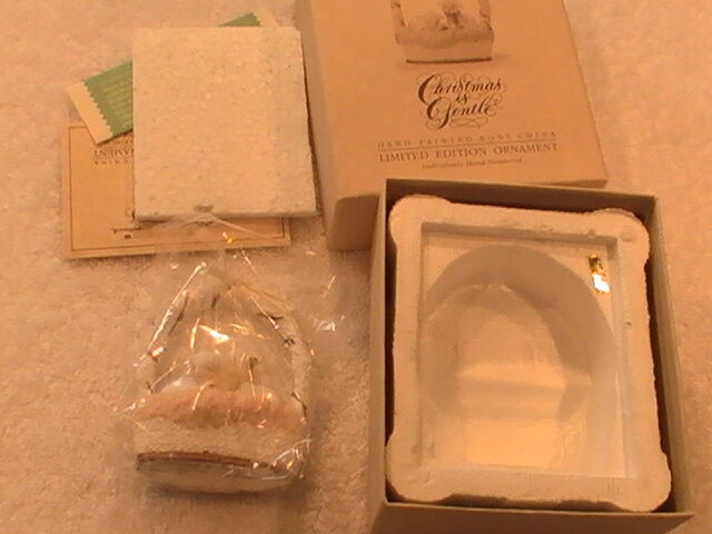 MIB 1987 Hallmark Ornament Bone China Christmas is Gentle lambs basket orig box