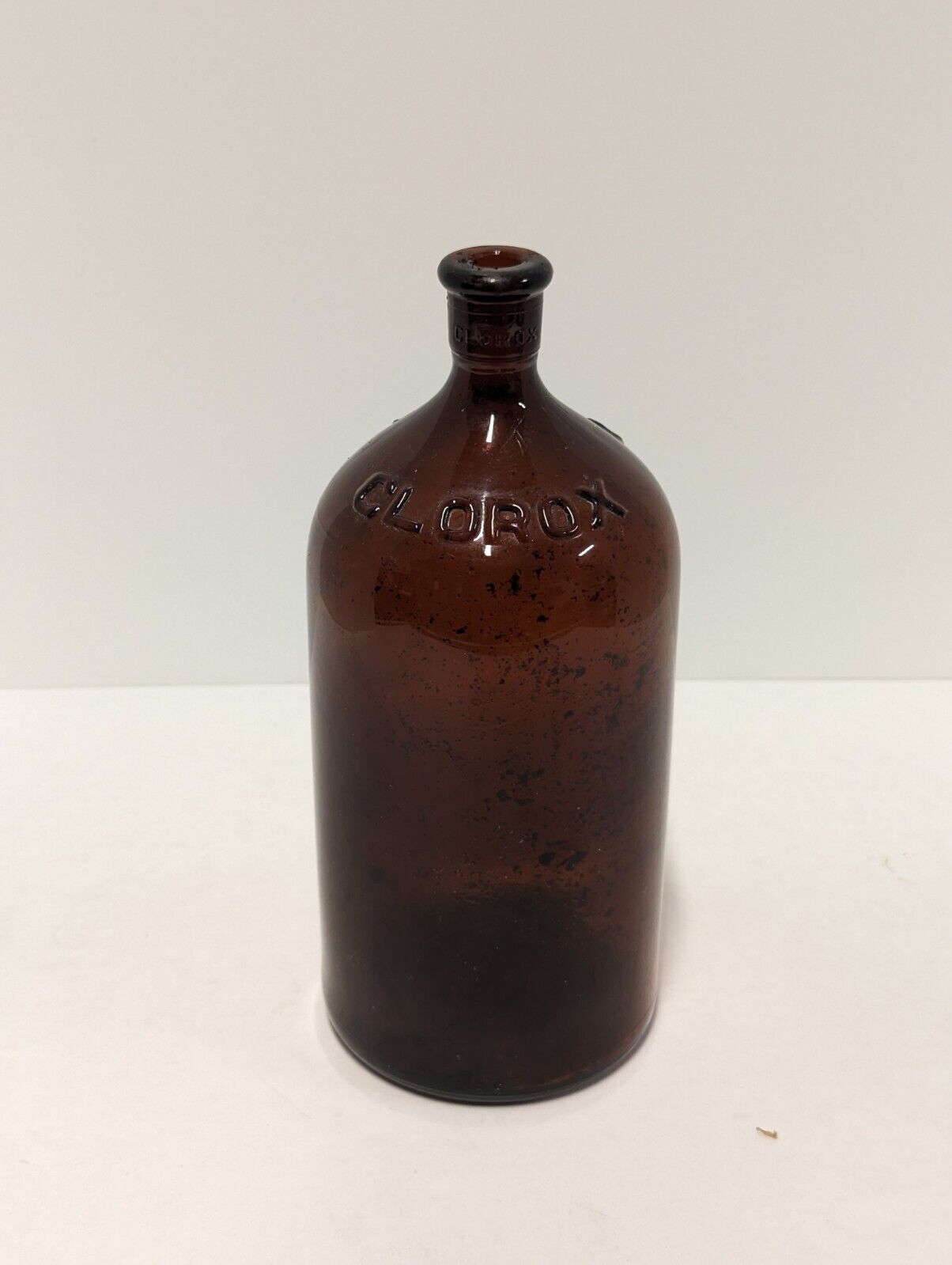 Vintage Early EMBOSSED 1929-1930 Clorox 32oz Amber Brown Glass Bottle 