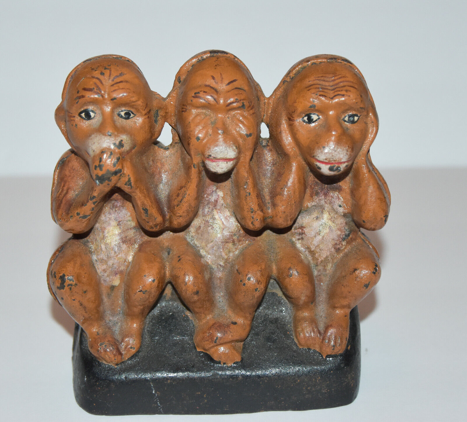 Vintage Cast Iron Bank Three Wise Monkeys Bank - See No Evil Speak No Evil Hear