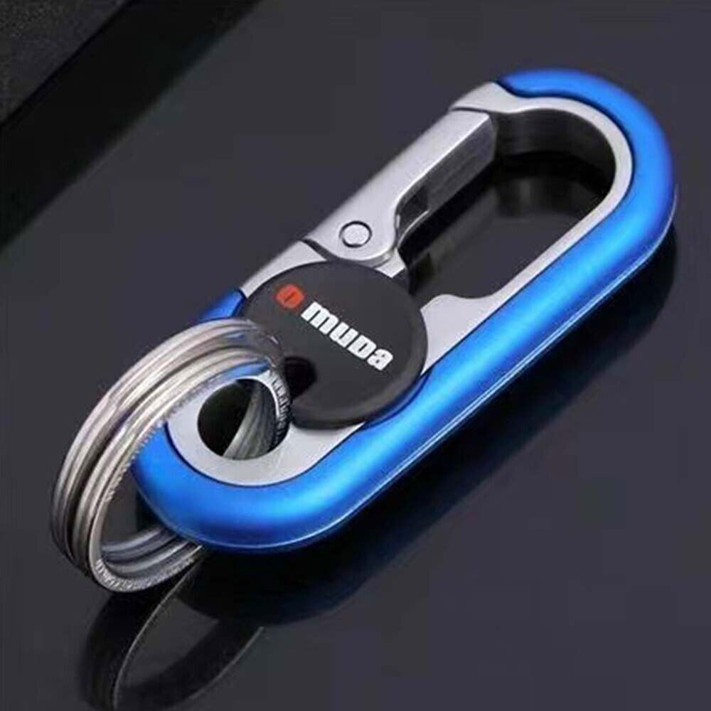 Men Belt Clip Ring Holder Detachable Stainless Steel Leather Key Chain Keyring