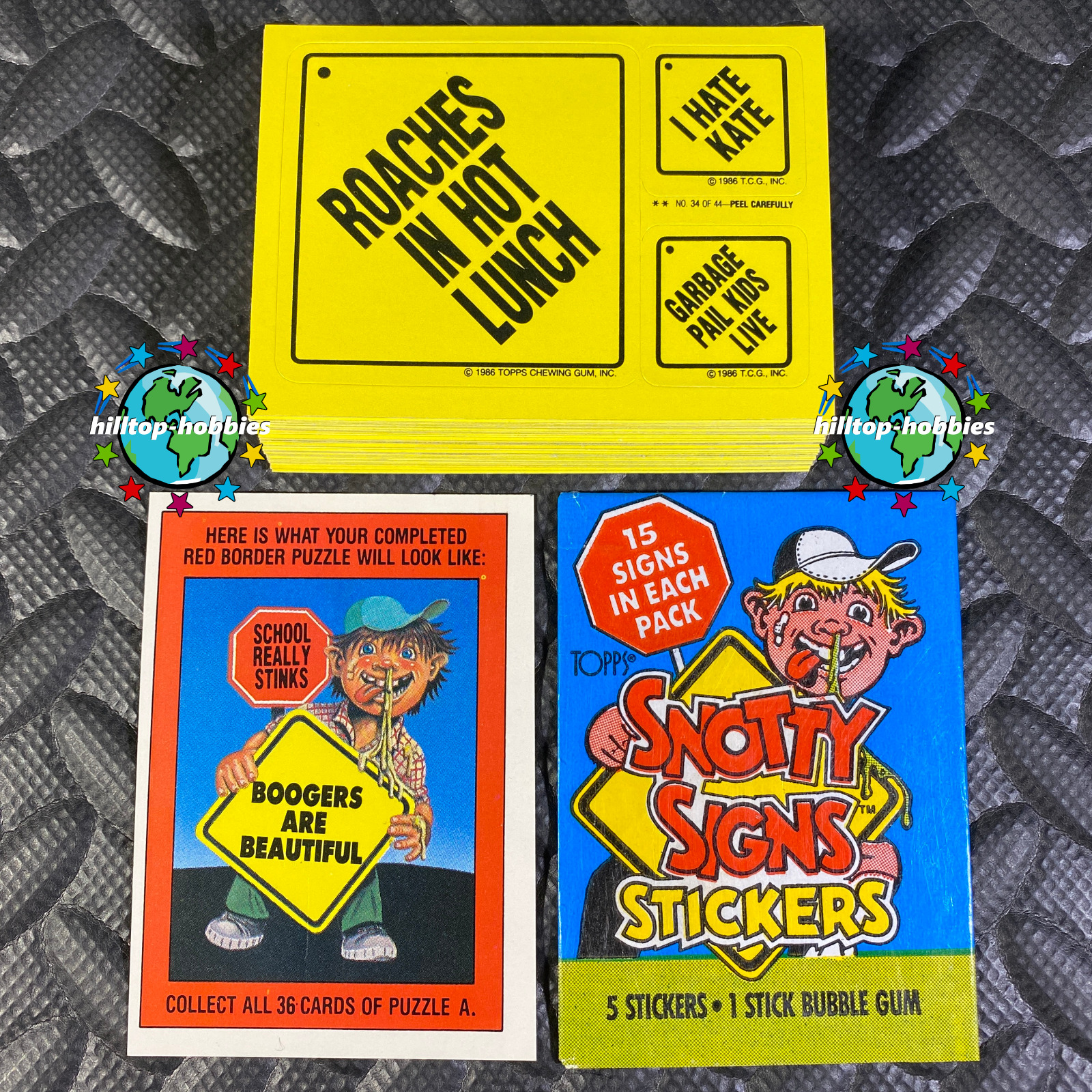 SNOTTY SIGNS 44-CARD COMPLETE SET +WRAPPER 1986 TOPPS like garbage pail kids gpk