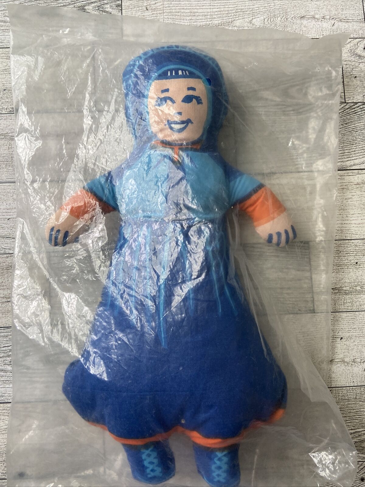 Vintage Advertising Doll Chase Bag Company North Carolina Lady Blue Dress Bonnet