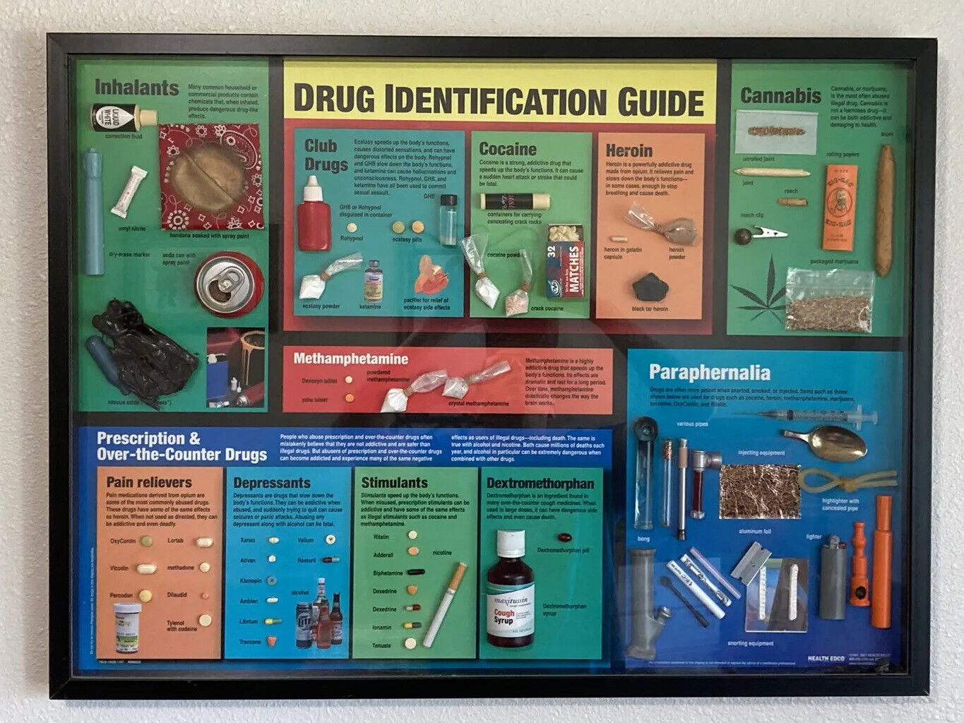 Health Edco Substance Abuse Identification Kit Illegal Drug Educational Display