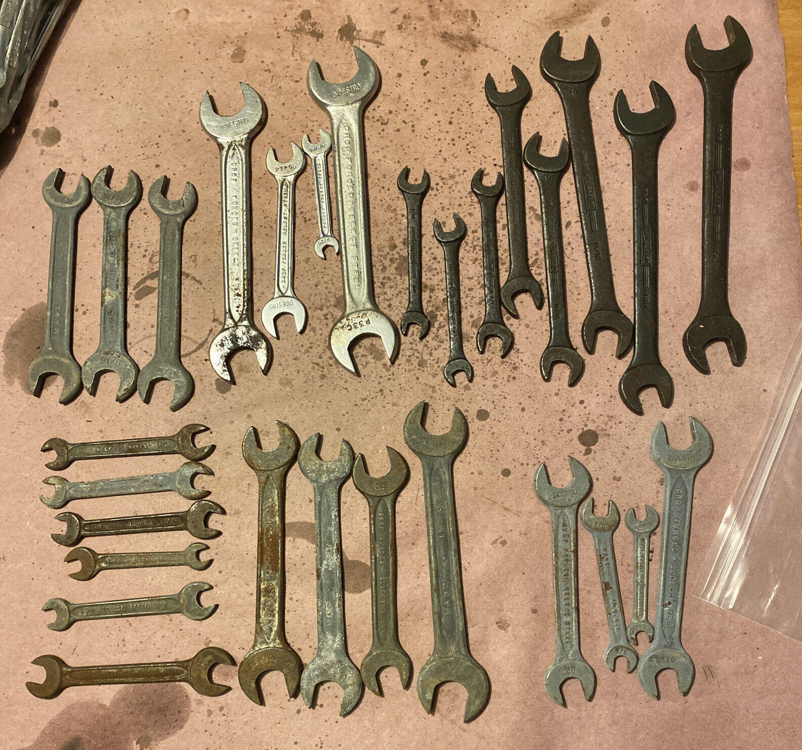 Lot of 28 Vintage Wrenches Various Sizes, Williams, Indestro, Unbranded