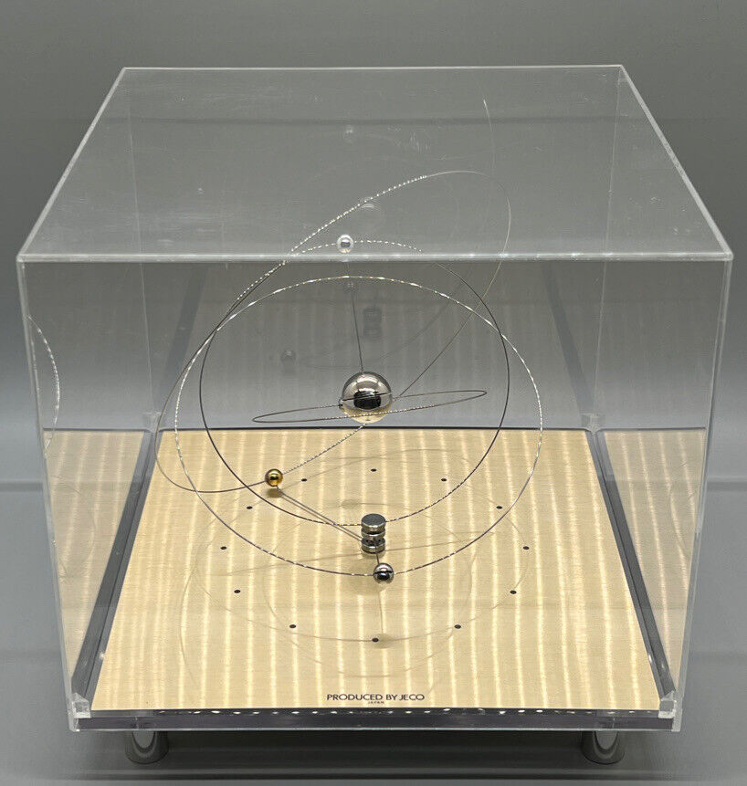 Jeco Orbit Clock Table Mantle Orbiting Solar System Lucite Case 7.5x7.5x7.25”