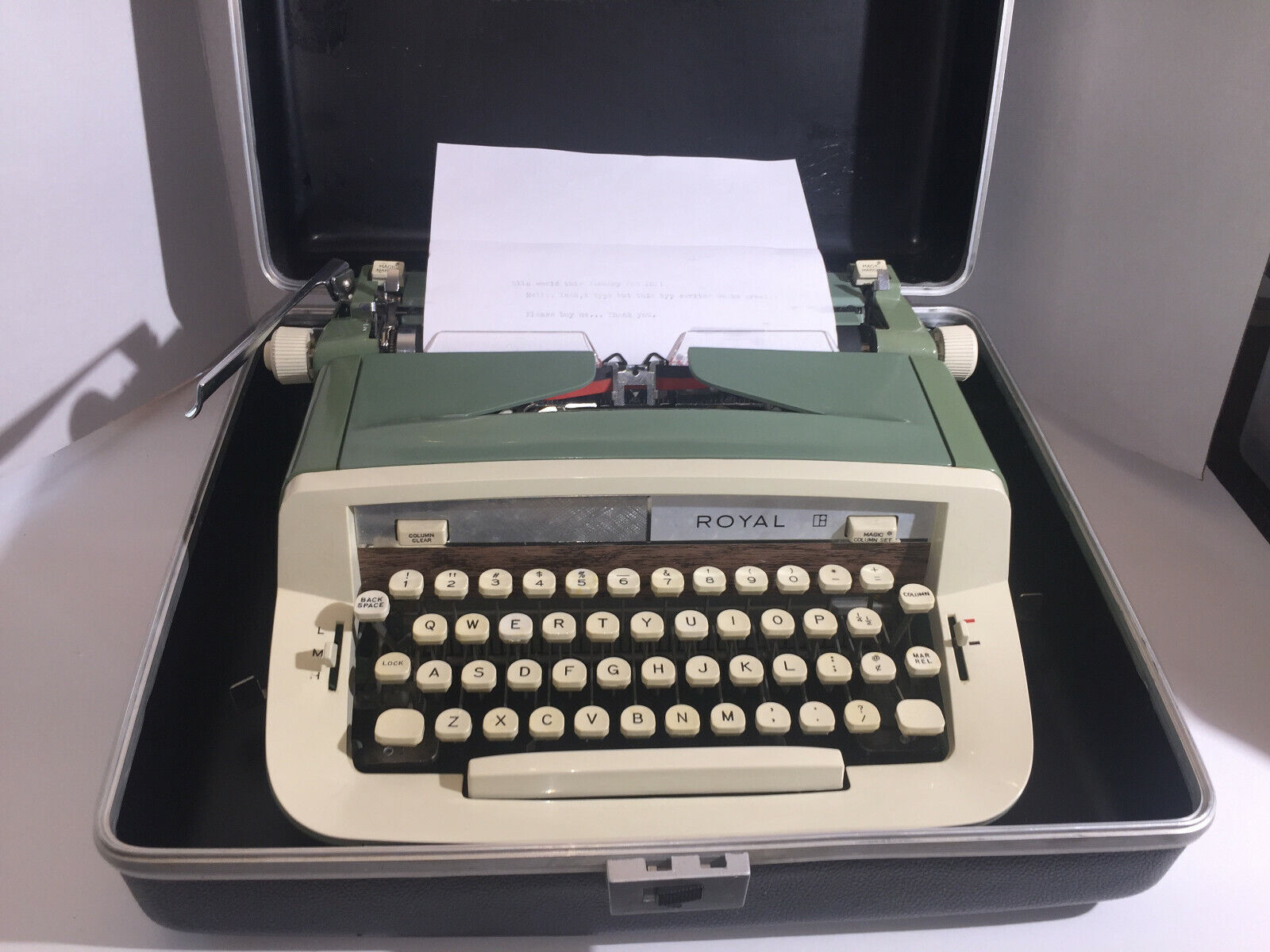 Royal Sabre Green Retro Manual Typewriter, Made In Portugal Vintage 196X Tested