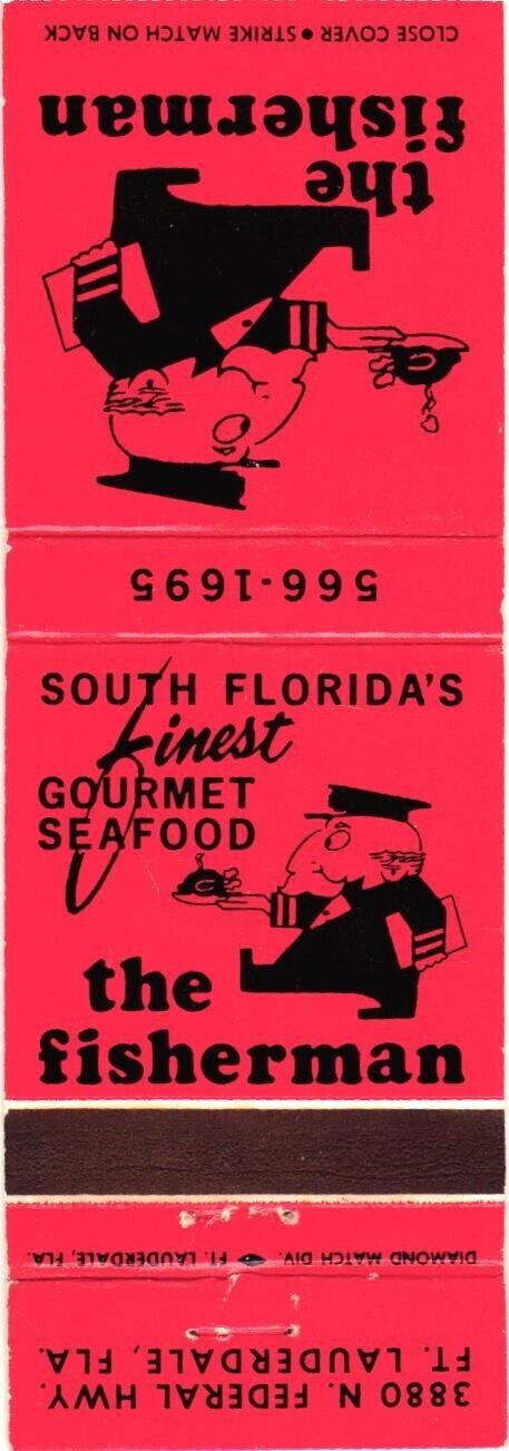 South Florida\'s Finest Gourmet Seafood The Fisherman Vintage Matchbook Cover
