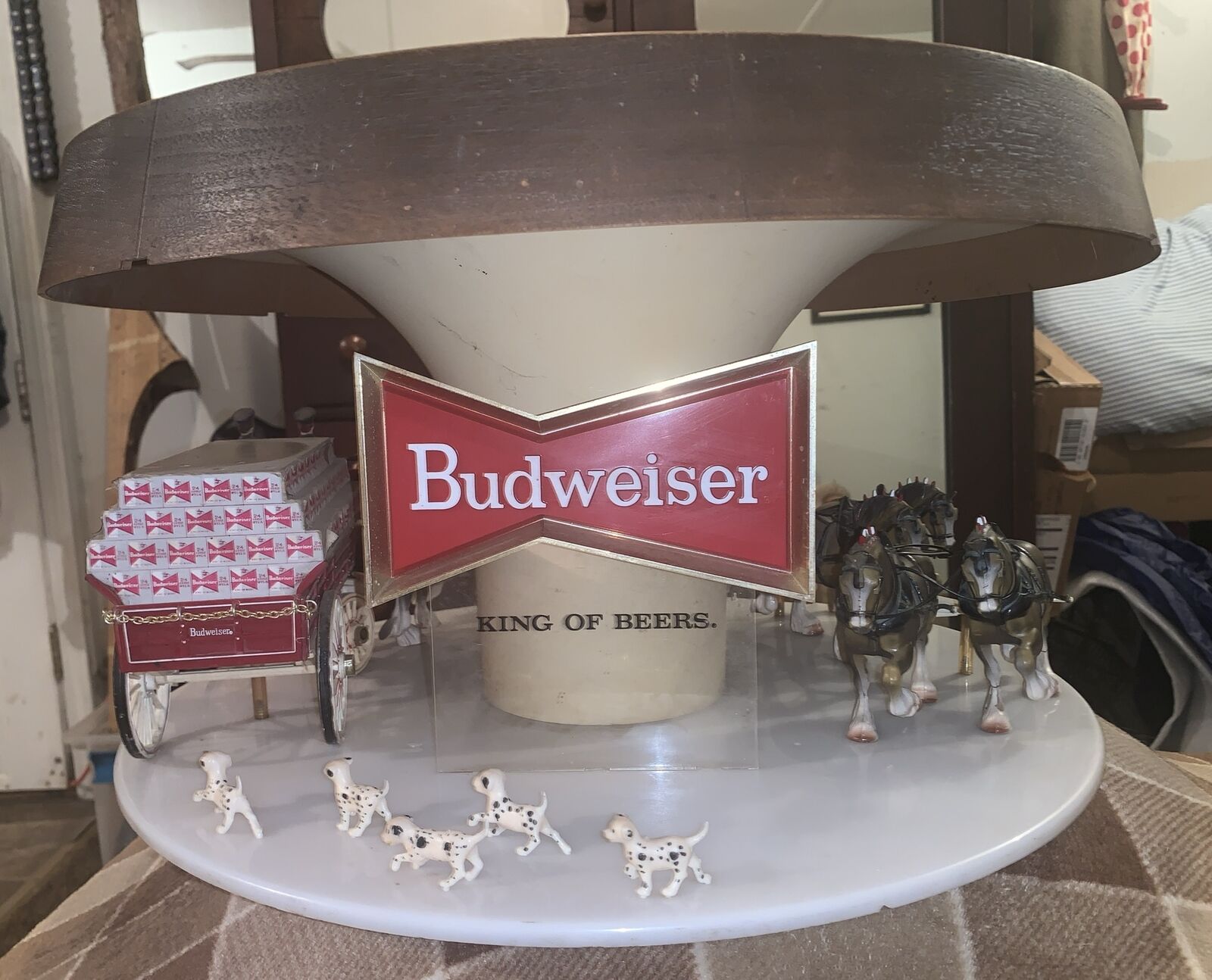 Vtg Budweiser World Champion Clydesdale Carousel Fixture/sign.