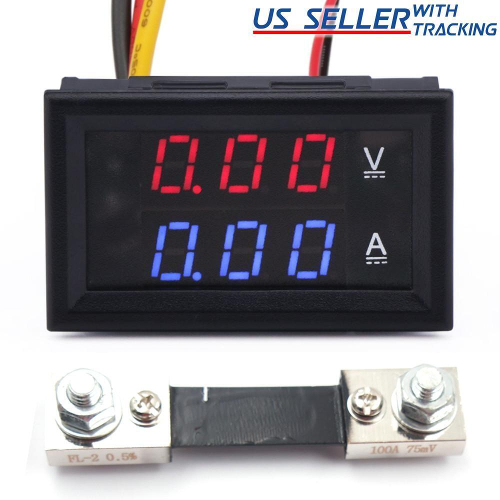 DC 100V 100A Voltmeter Ammeter Volt Amp Meter Voltage Current Tester with Shunt