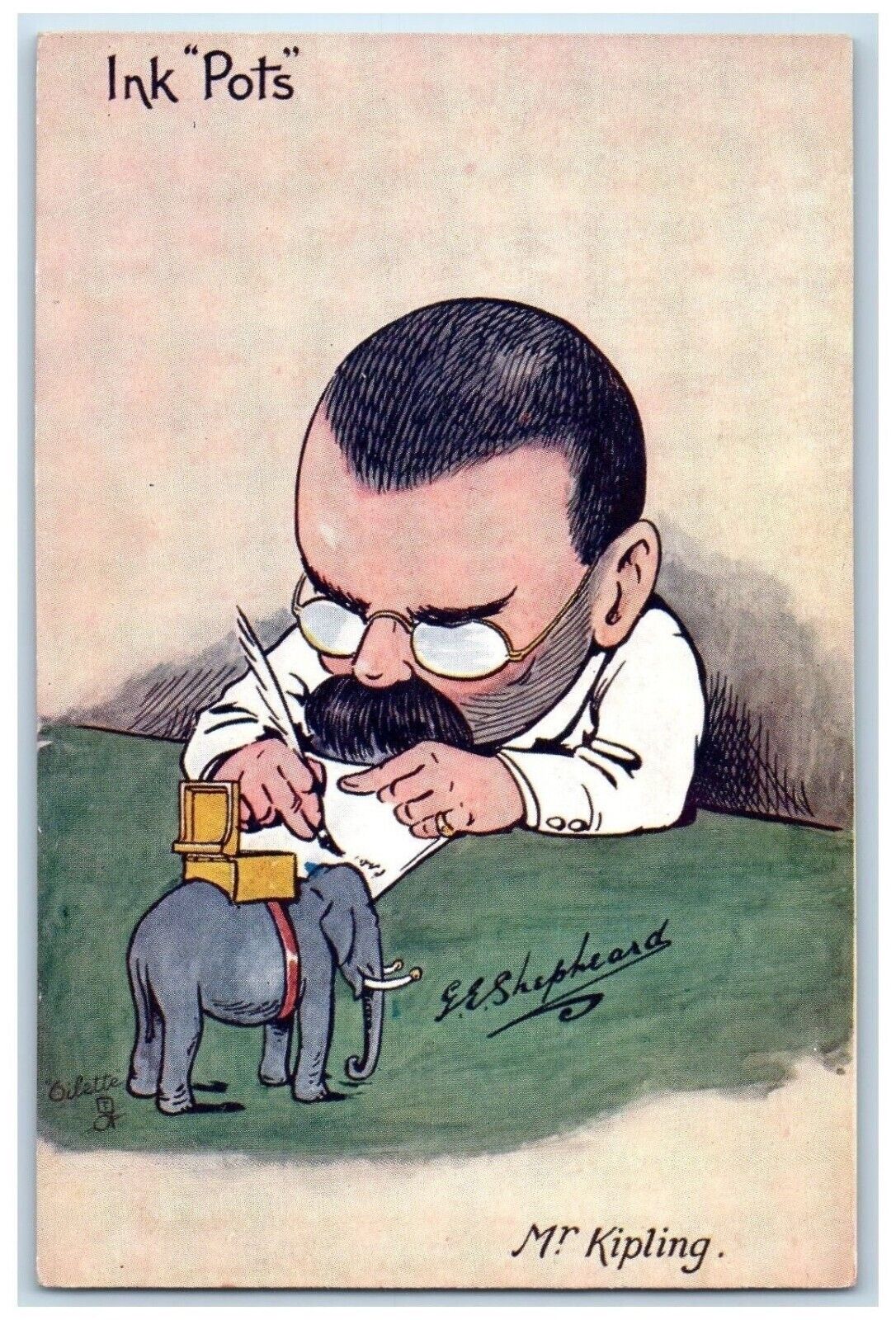 Shepherd Artist Signed Postcard Mr. Kipling Ink Pots Oilette Tuck's c1910's