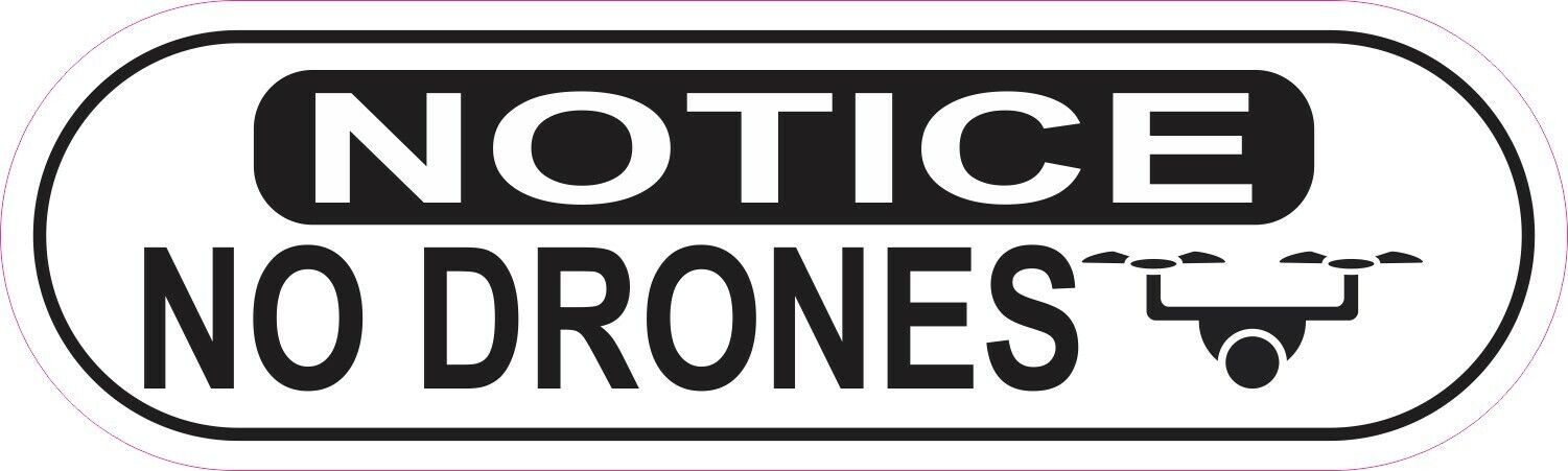 10in x 3in Oblong Symbol Notice No Drones Sticker Car Truck Vehicle Bumper Decal