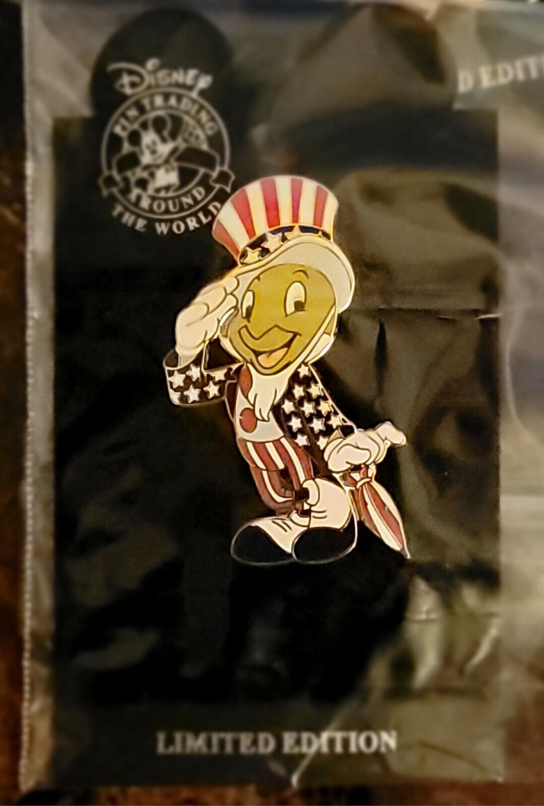 Disney All American Pin Festival Jiminy Cricket Pin Uncle Sam Saluting LE500 Pin