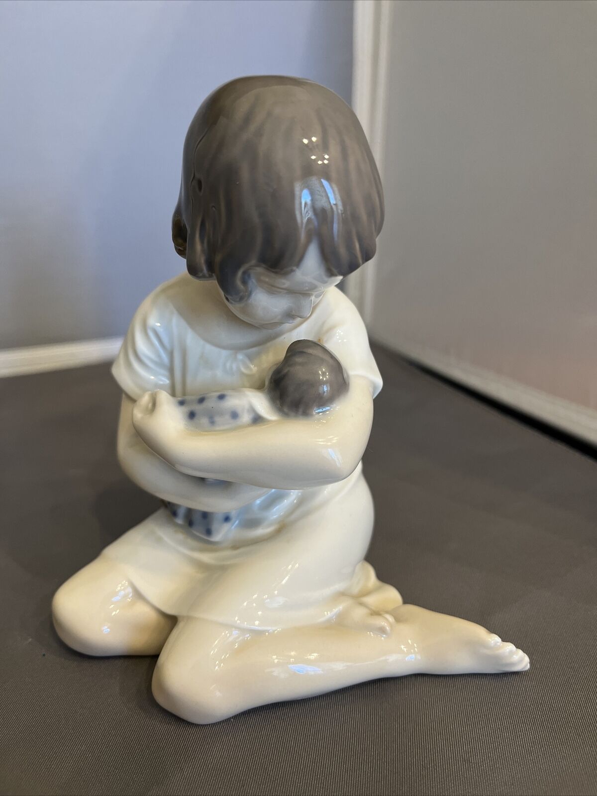 Royal Copenhagen Porcelain Girl With Doll Figurine 1938  Denmark