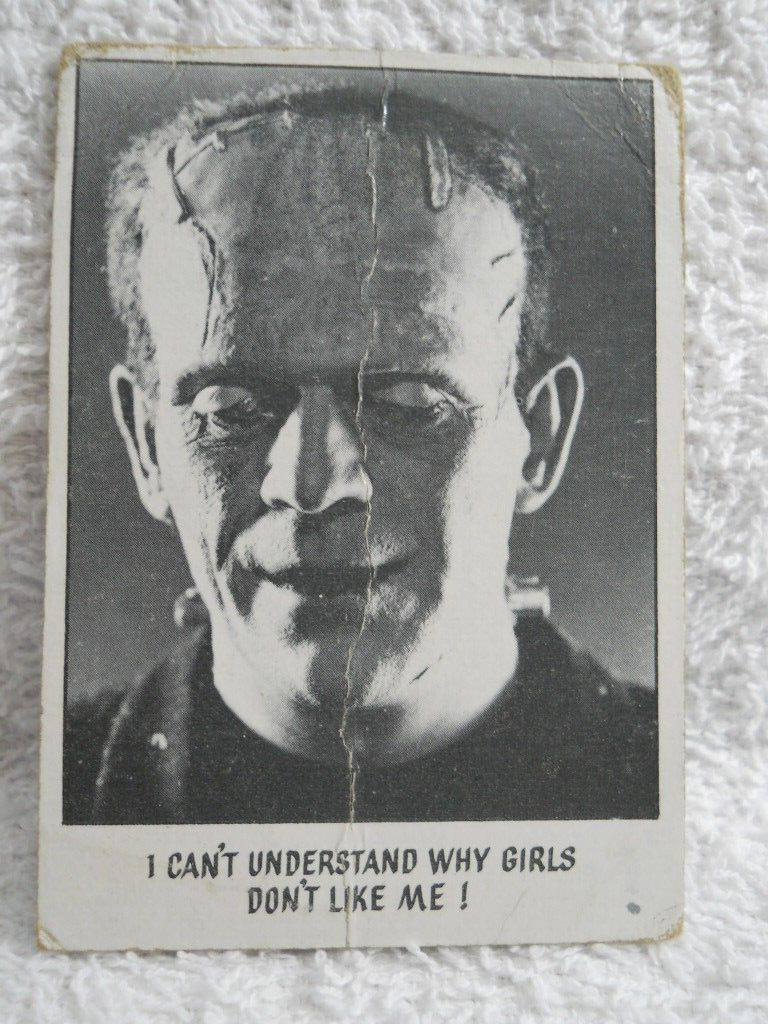 Frankenstein Monster Card 1973 You'll Die Laughing #53 I Can’t Understand Why