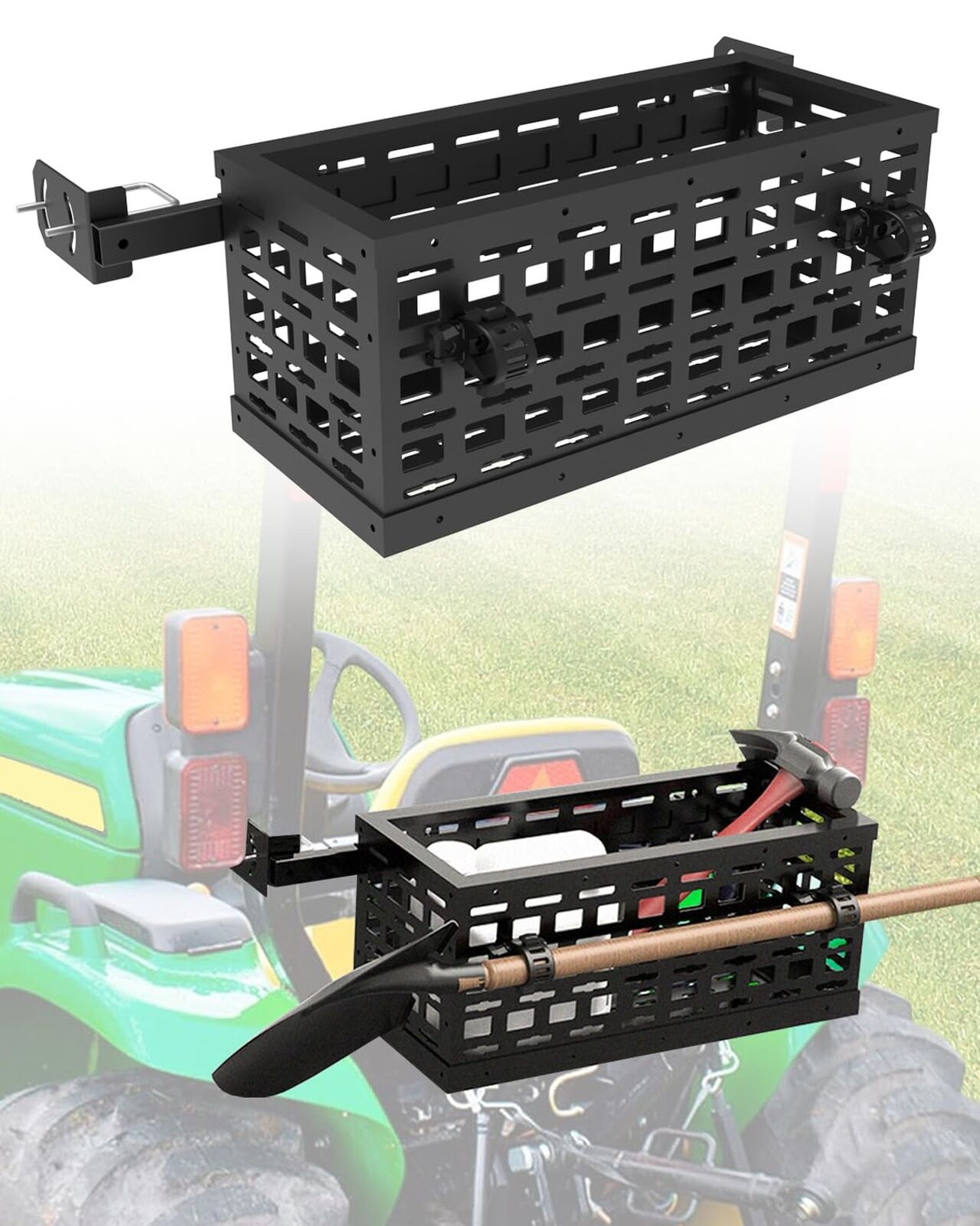 Universal-Fitting Tractor Tool Box/Tray with 24x10x10in Heavy Duty Multi-Func...