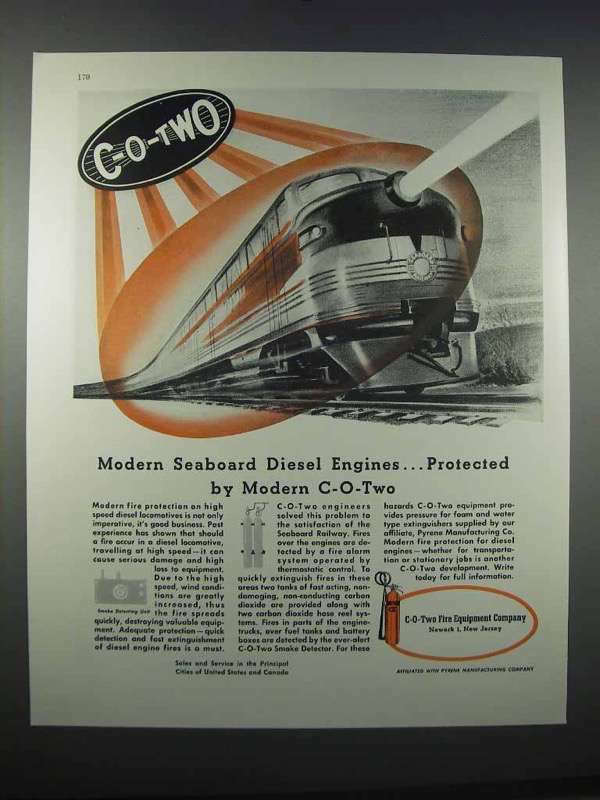 1946 C-O-Two Fire Equipment Ad - Seaboard Diesel Engine