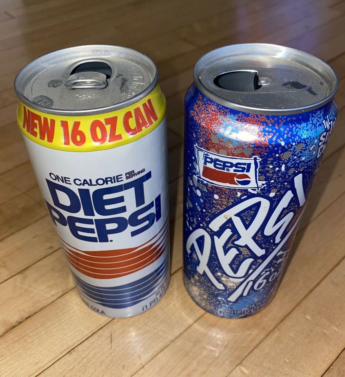 Vintage Lot Of 2 PEPSI Empty 16oz Aluminum Pop Cans Pepsi Slam Can & Diet Pepsi